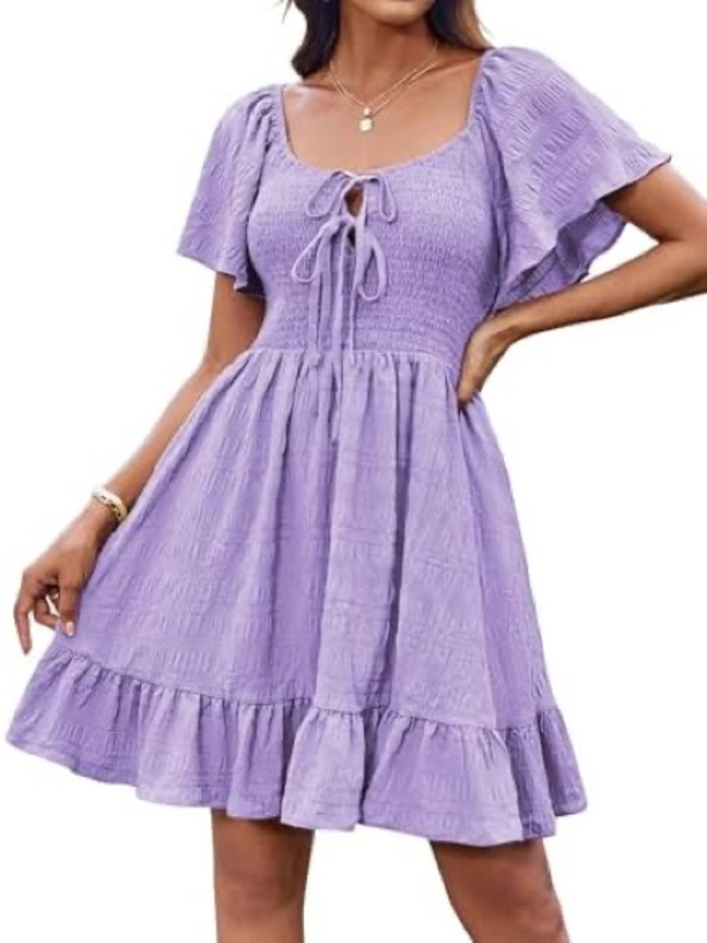Grace Karin Lilac Flutter Sleeve Dress | NWT | Size L